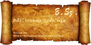 Bölcskey Szénia névjegykártya